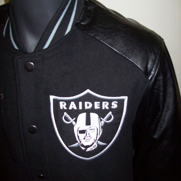 Oakland RAIDERS Wool & Faux Leather Jacket - Picture 3 of 7